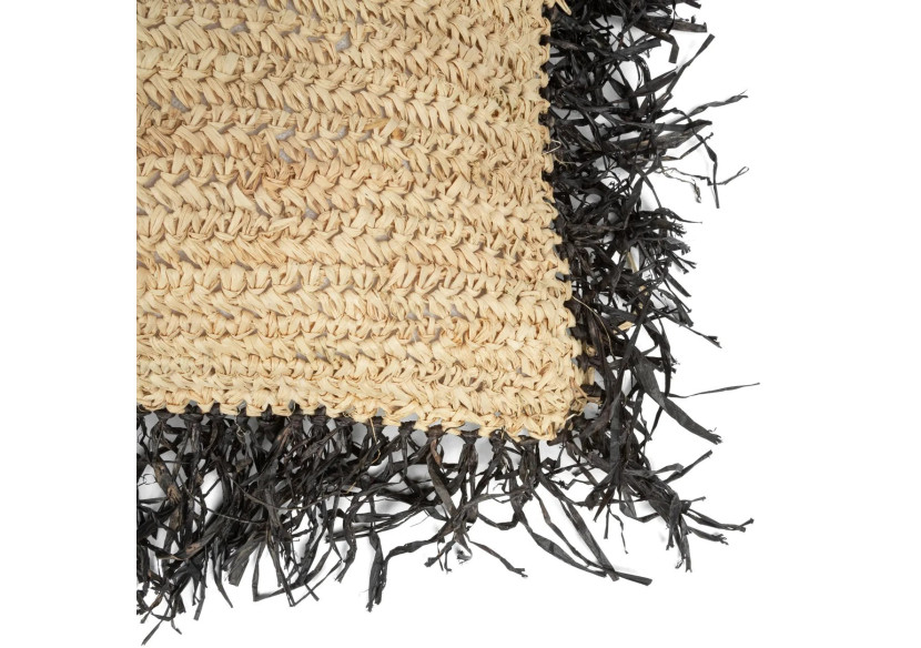 Housse de Coussin Raffia - Naturel Noir - 60x60 - BA034NB-L-60x60 - Bazar Bizar