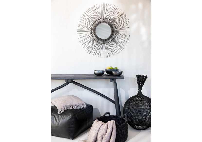 Miroir Tropical - Noir - Grand - JAPA018B-L-85 - Bazar Bizar