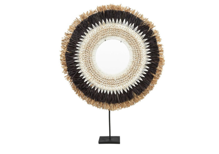 Mojo Raffia sur Support - Noir Naturel - L 40cm - JABR015BN-L - Bazar Bizar