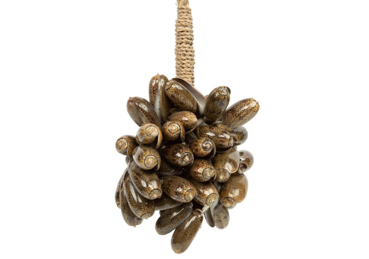 Tassel en Coquillage Marron - Artisanat Balinais - BALE048Br - Bazar Bizar