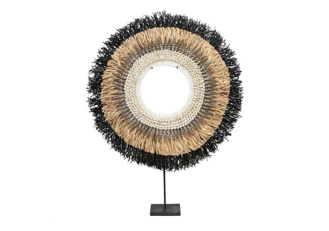 Display Raffia sur Stand - Noir Naturel - JABR015NB-L - Bazar Bizar