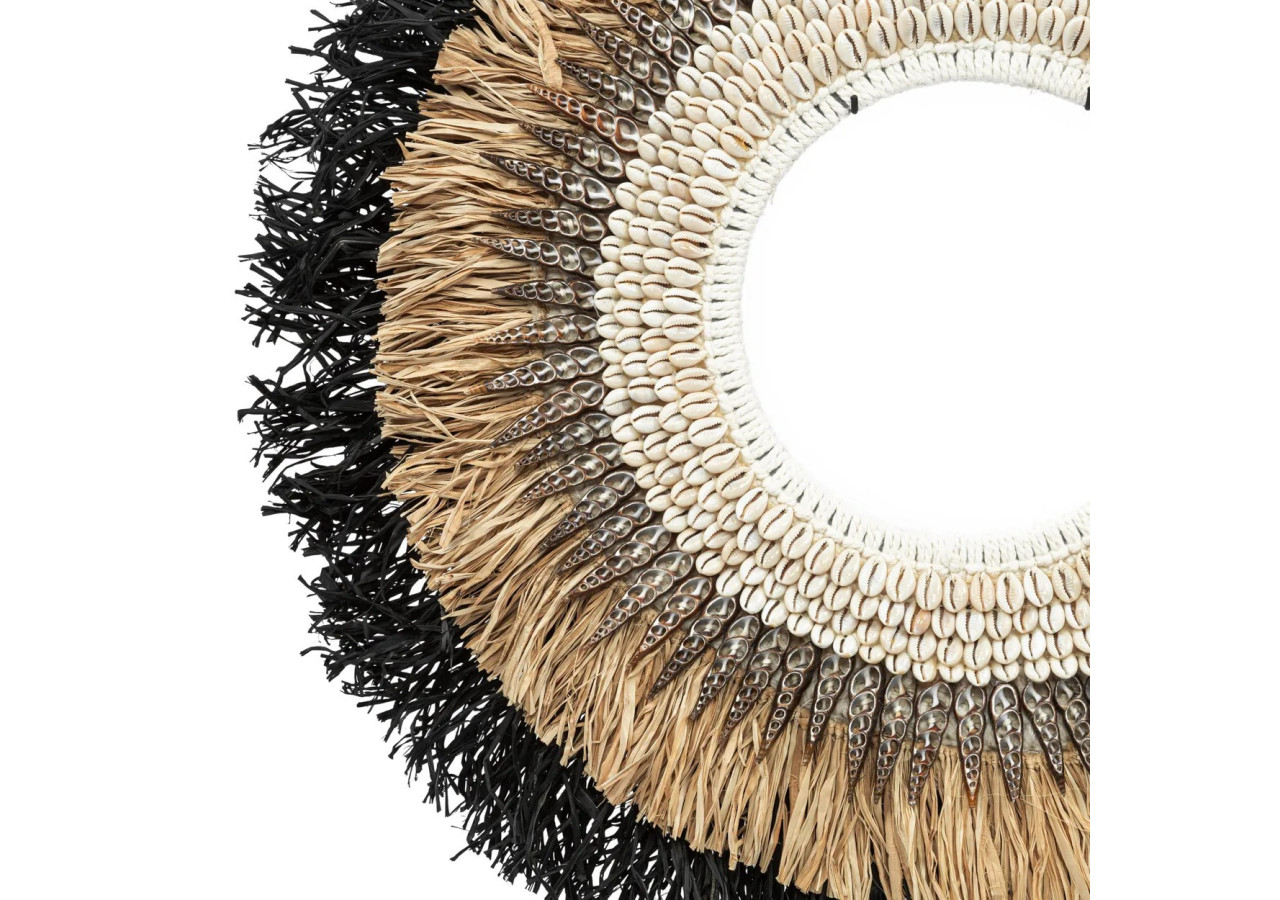 Display Raffia sur Stand - Noir Naturel - JABR015NB-L - Bazar Bizar