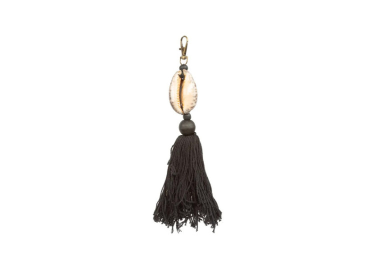 Porte-Clés Sumbawa - Noir Marron avec Coquillage - BALE044BBr - Bazar Bizar