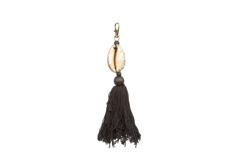 Porte-Clés Sumbawa - Noir Marron avec Coquillage - BALE044BBr - Bazar Bizar