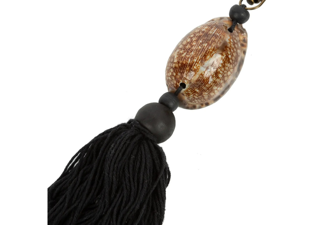 Porte-Clés Sumbawa - Noir Marron avec Coquillage - BALE044BBr - Bazar Bizar