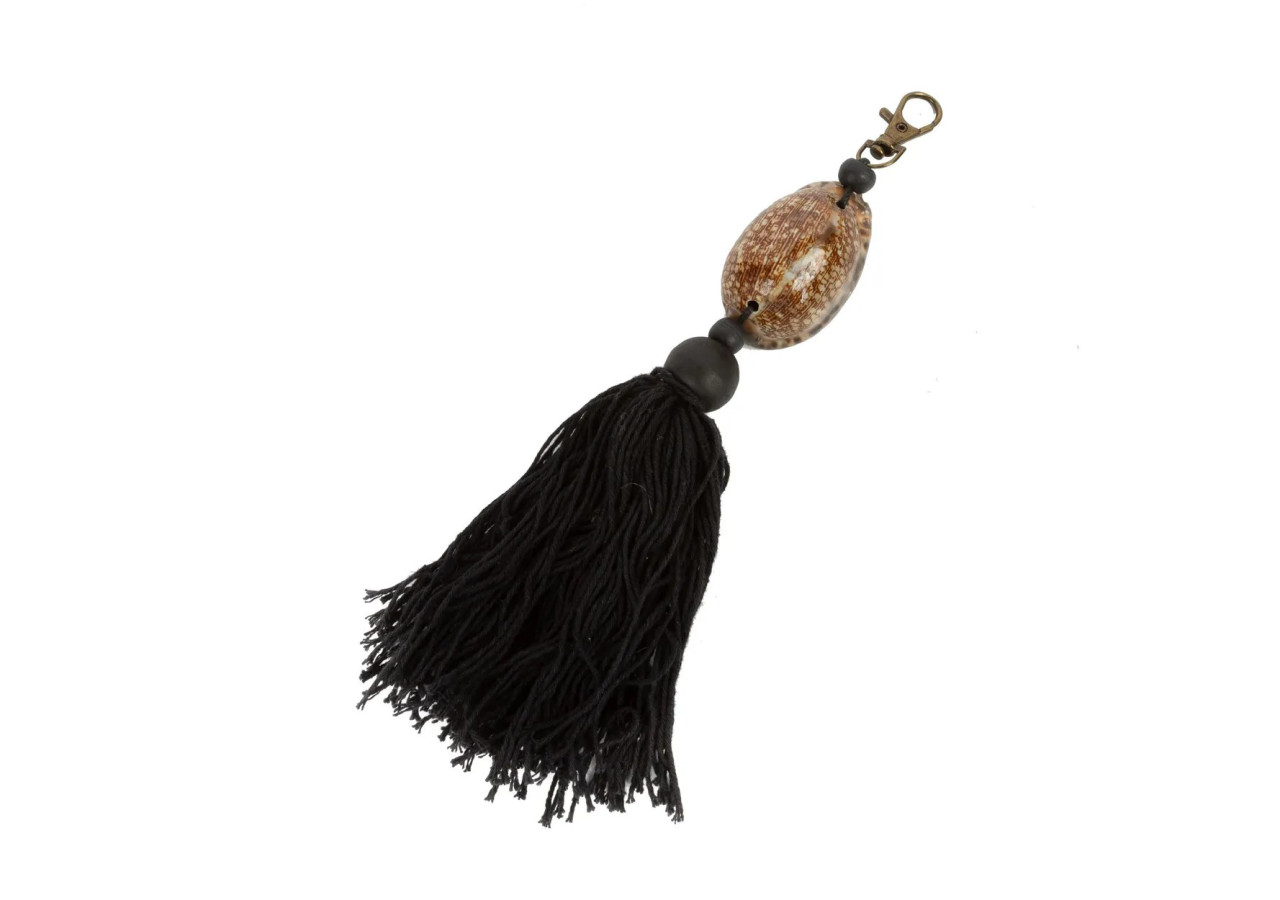 Porte-Clés Sumbawa - Noir Marron avec Coquillage - BALE044BBr - Bazar Bizar