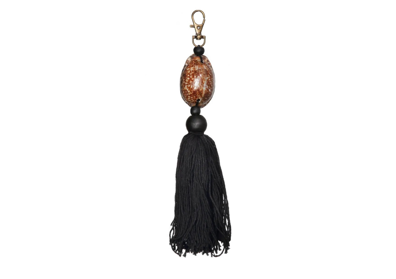 Porte-Clés Sumbawa - Noir Marron avec Coquillage - BALE044BBr - Bazar Bizar