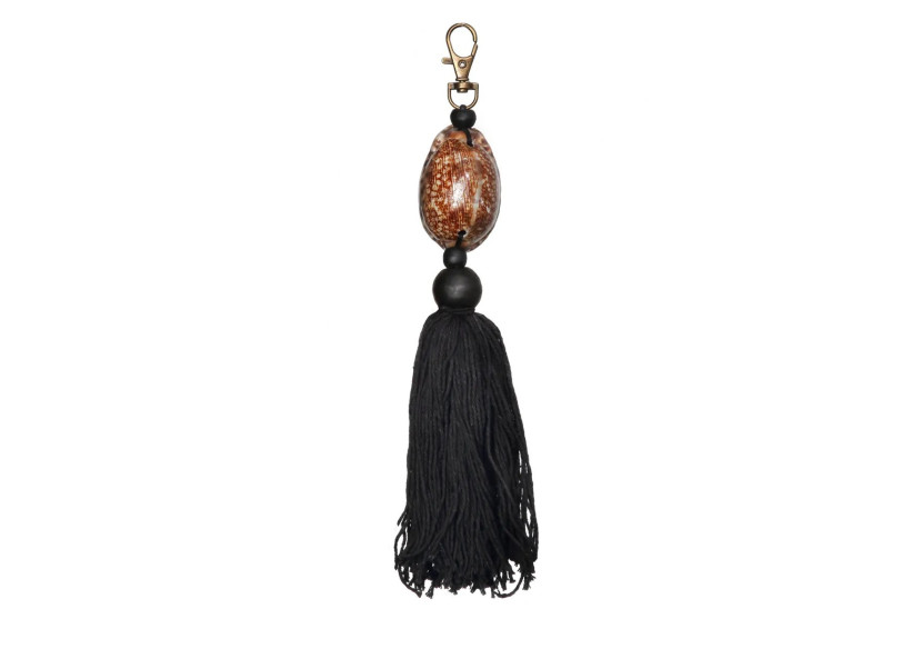 Porte-Clés Sumbawa - Noir Marron avec Coquillage - BALE044BBr - Bazar Bizar