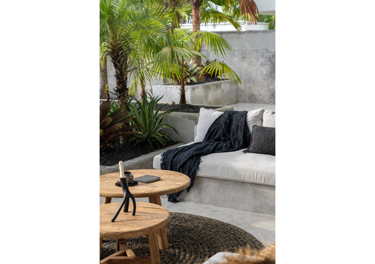 Plaid S'il Vous Plaid - Noir Marine avec Franges - INIE002BNa - Bazar Bizar