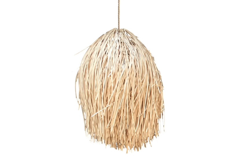 Suspension Rattan Shaggy - Naturel - M - Éclairage Boho - BAYU001N-M-45x75 - Bazar Bizar