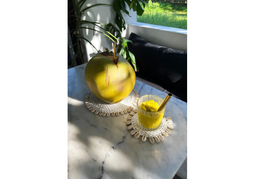 Sous-Verres en Herbe Marine - Blanc - BAJN055W - Bazar Bizar