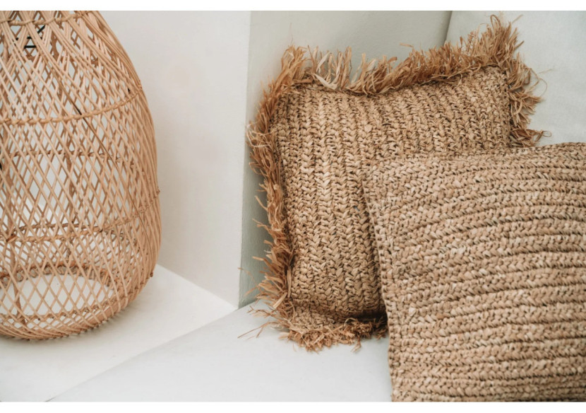 Housse de Coussin en Raffia - Naturel 40x40 - BAJN103N-M-40X40 - Bazar Bizar