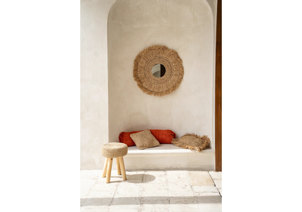Housse de Coussin en Raffia - Naturel 40x40 - BAJN103N-M-40X40 - Bazar Bizar