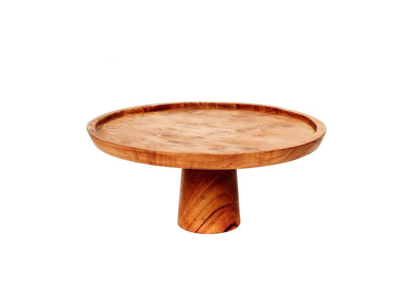 Assiette à Gâteau en Racine de Teck - Grande - BASU400-L - Bazar Bizar