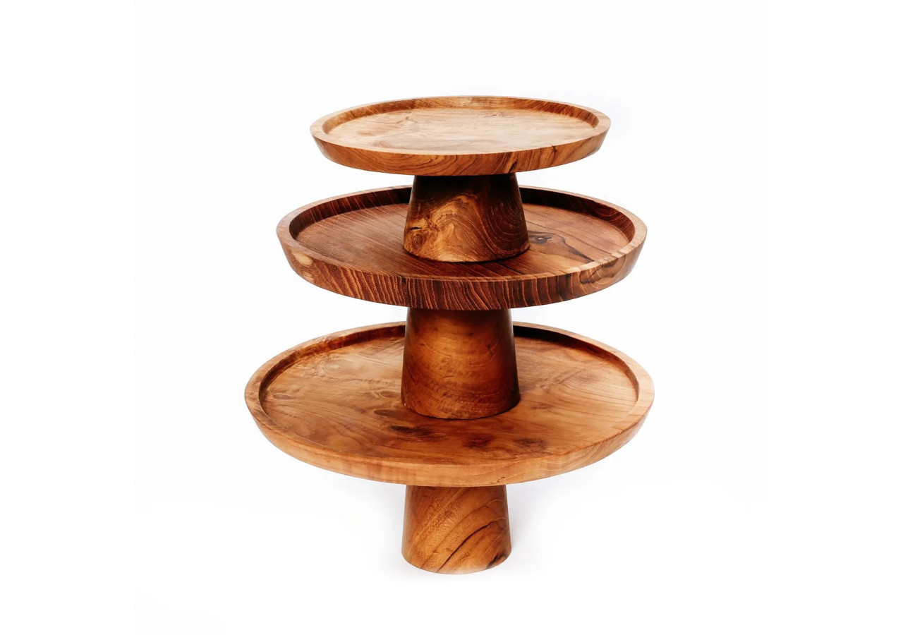 Assiette à Gâteau en Racine de Teck - Grande - BASU400-L - Bazar Bizar