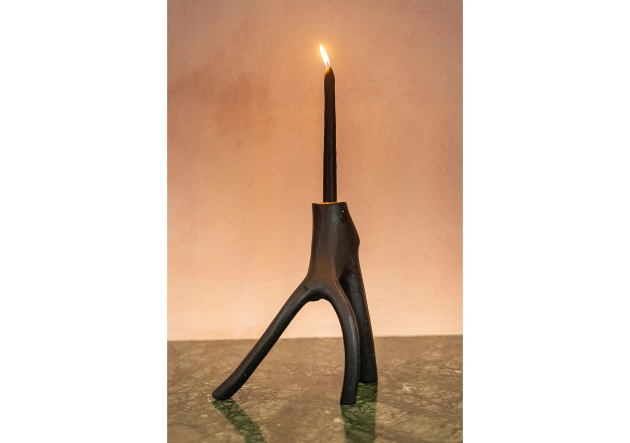 Bougeoir Triple Branche - Noir - JABR035B - Bazar Bizar