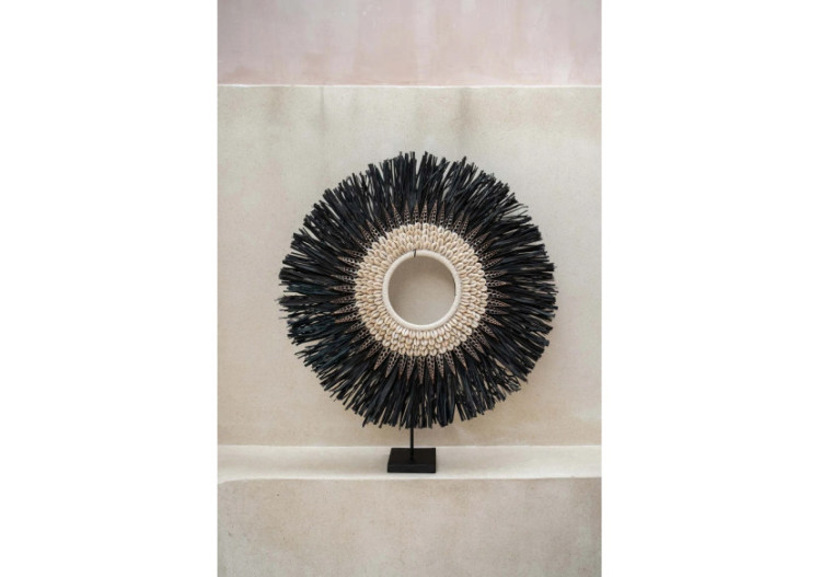 Support en Raffia avec Cerceau - Noir - Grand - JABR015B-L - Bazar Bizar 2