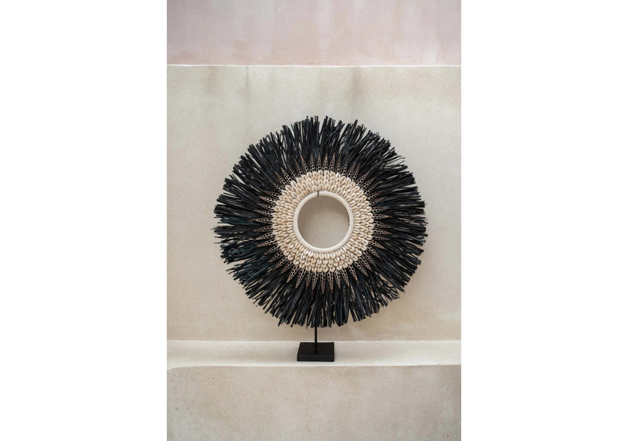 Support en Raffia avec Cerceau - Noir - Grand - JABR015B-L - Bazar Bizar