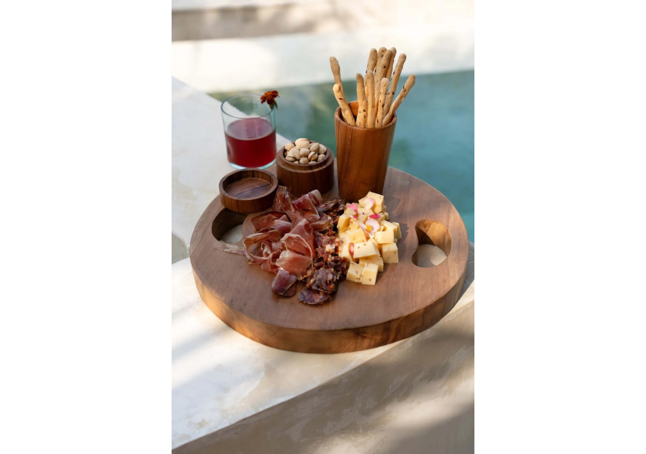 Plateau en Racine de Teck - Naturel - Taille M - JACA021N-M-35 - Bazar Bizar