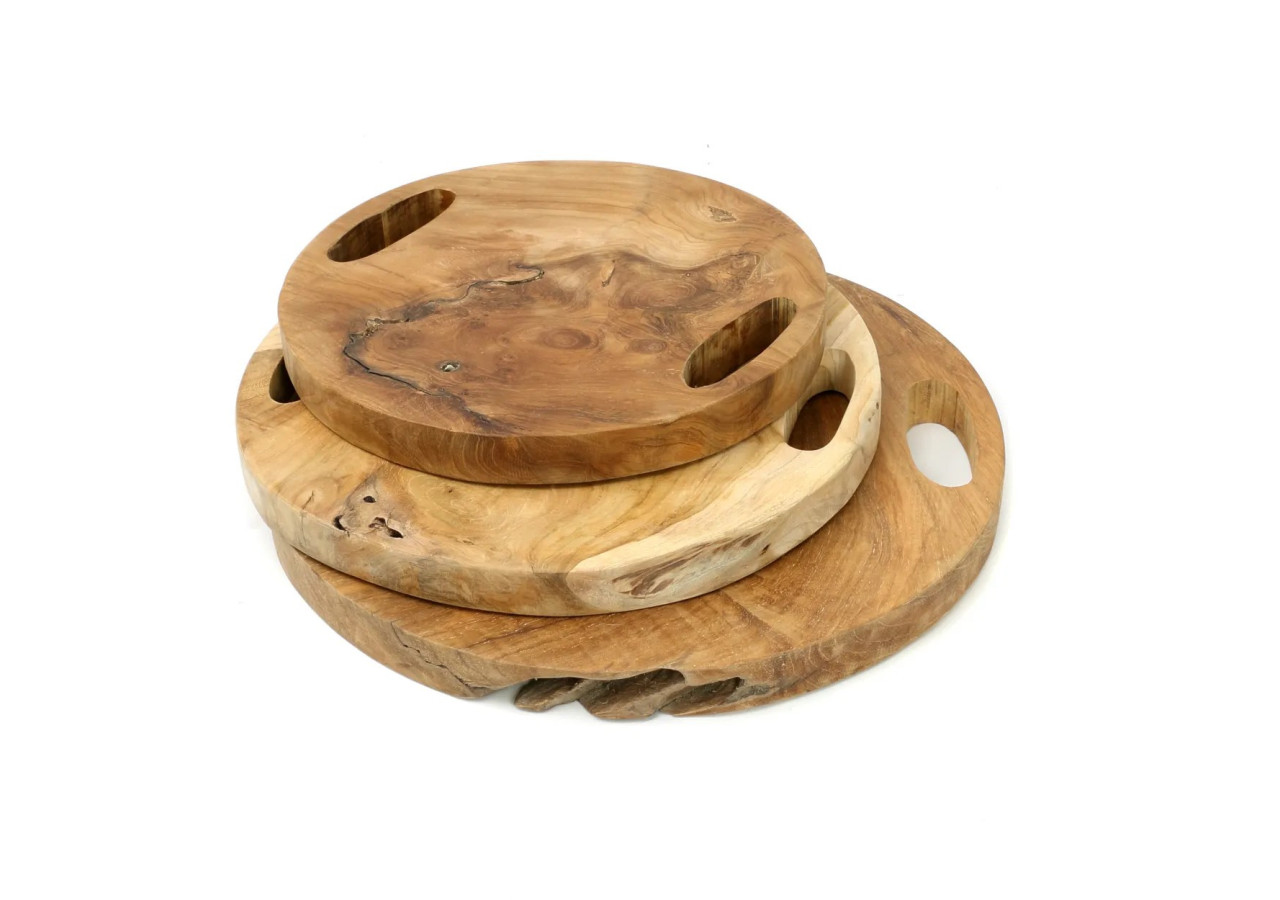 Plateau en Racine de Teck - Naturel - Taille M - JACA021N-M-35 - Bazar Bizar