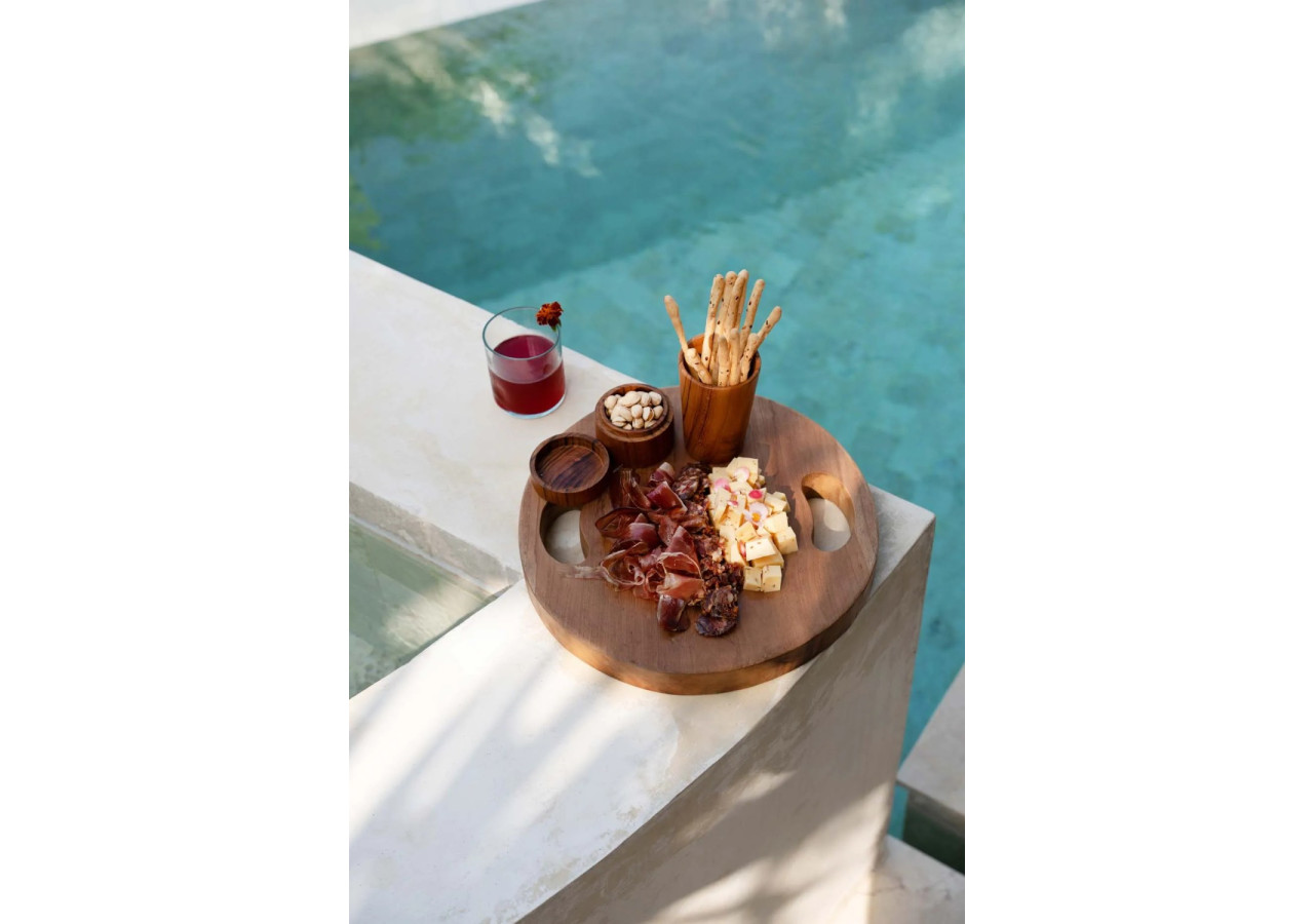 Plateau en Racine de Teck - Naturel - Taille L - JACA021N-L-40 - Bazar Bizar