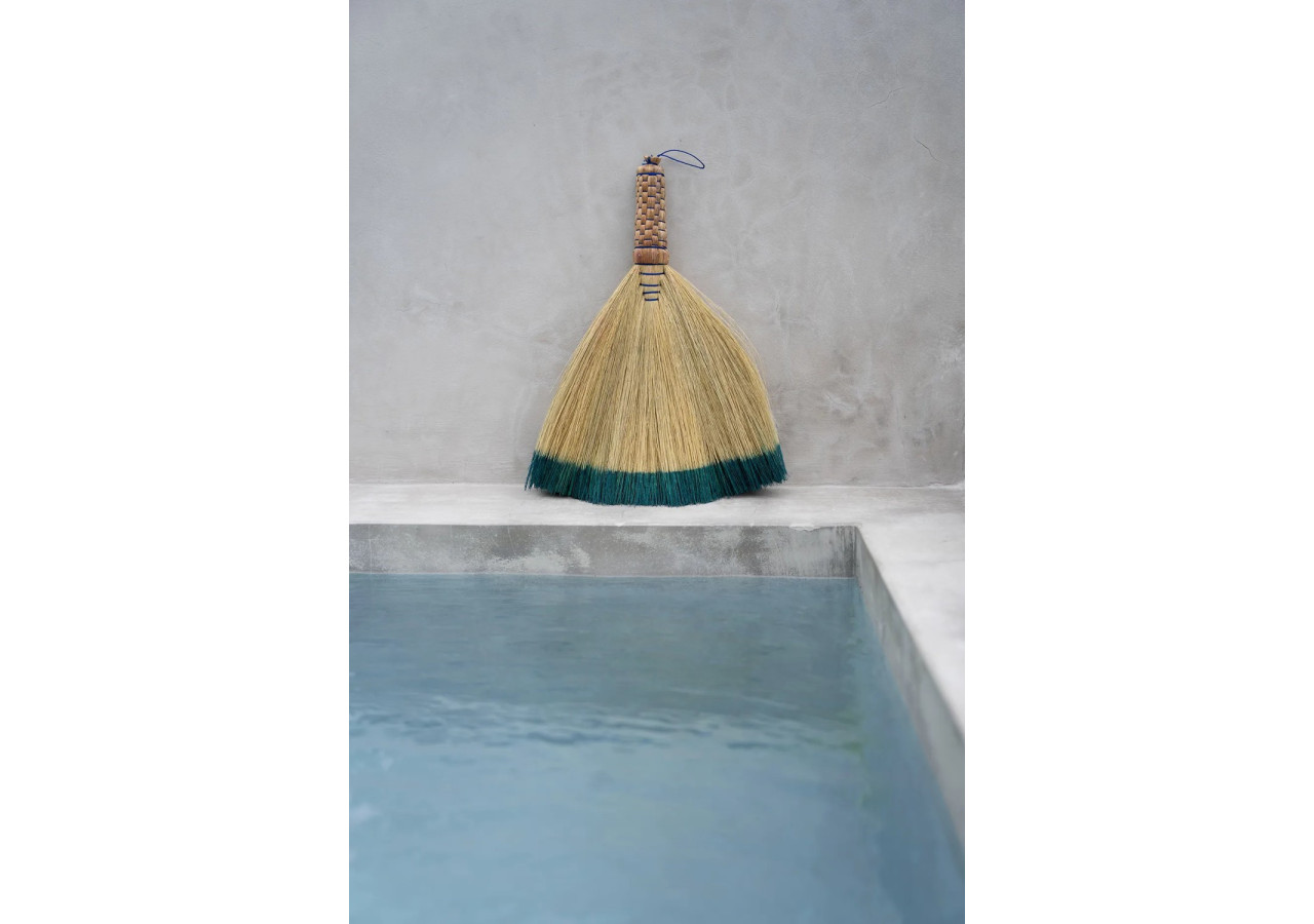 Brosse à balayer - Turquoise naturel - Boho chic - JAAT009NTu - Bazar Bizar