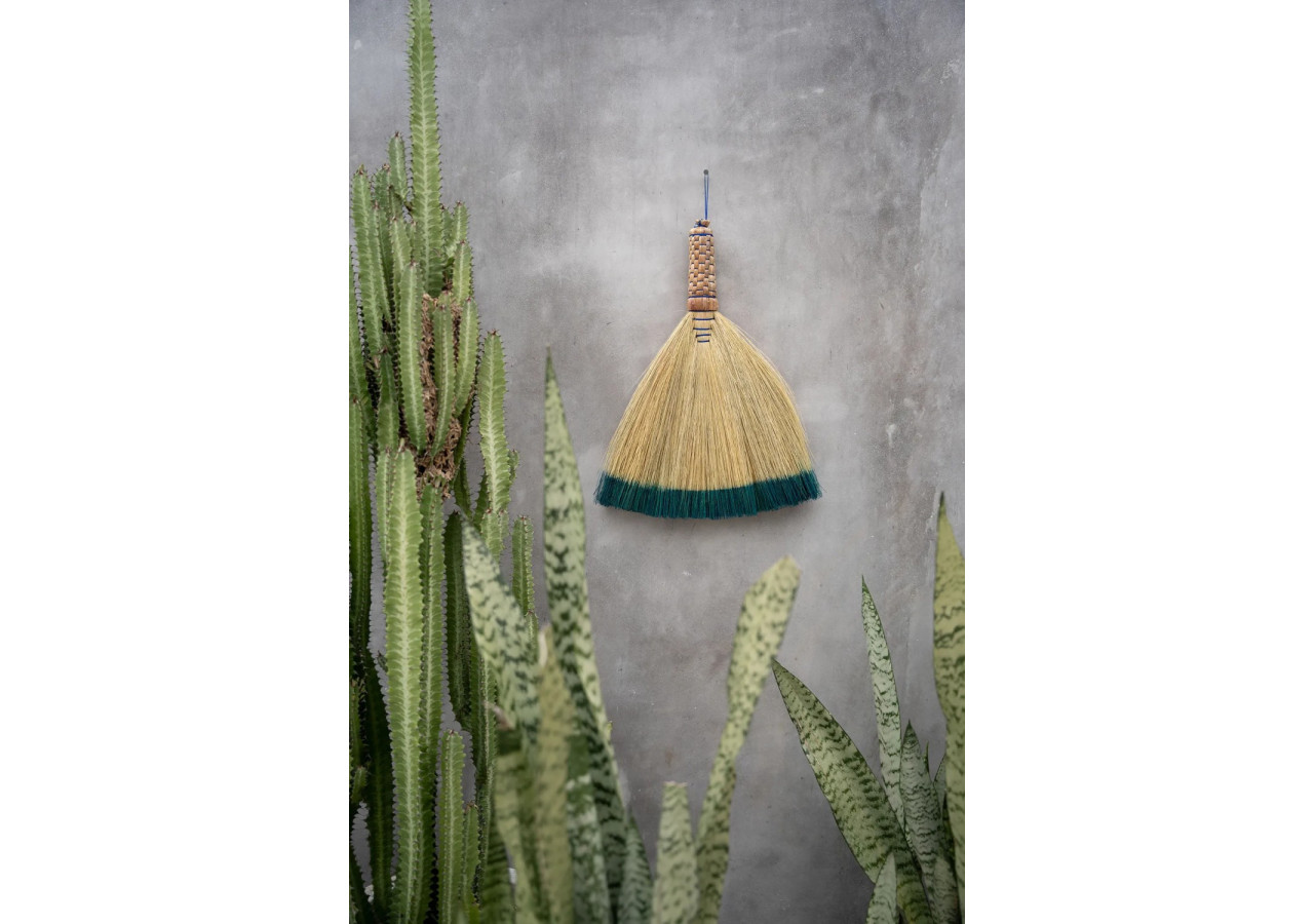 Brosse à balayer - Turquoise naturel - Boho chic - JAAT009NTu - Bazar Bizar