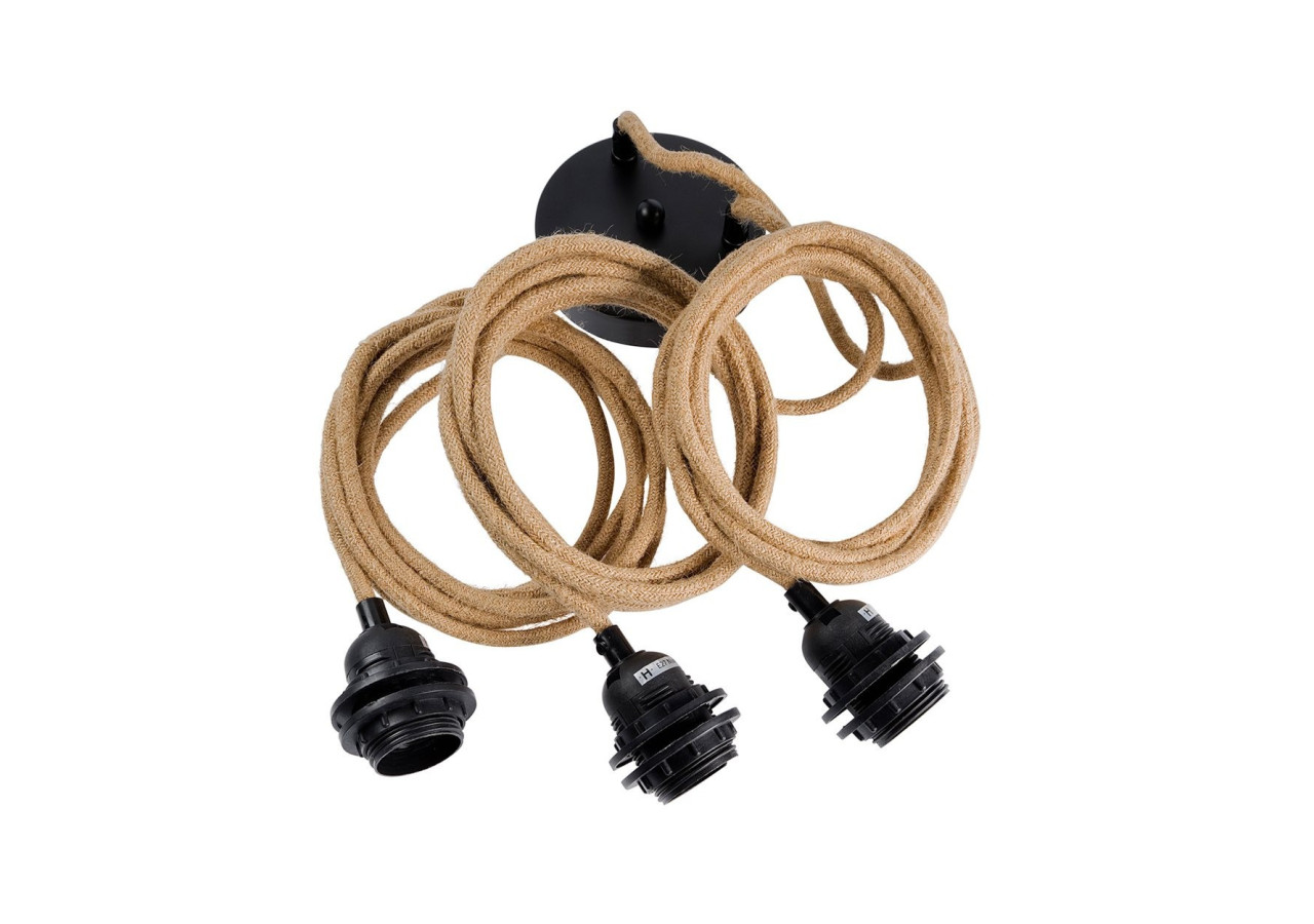 Applique de plafond - Noir naturel - 3 douilles - FL-JUTE-003 - Bazar Bizar