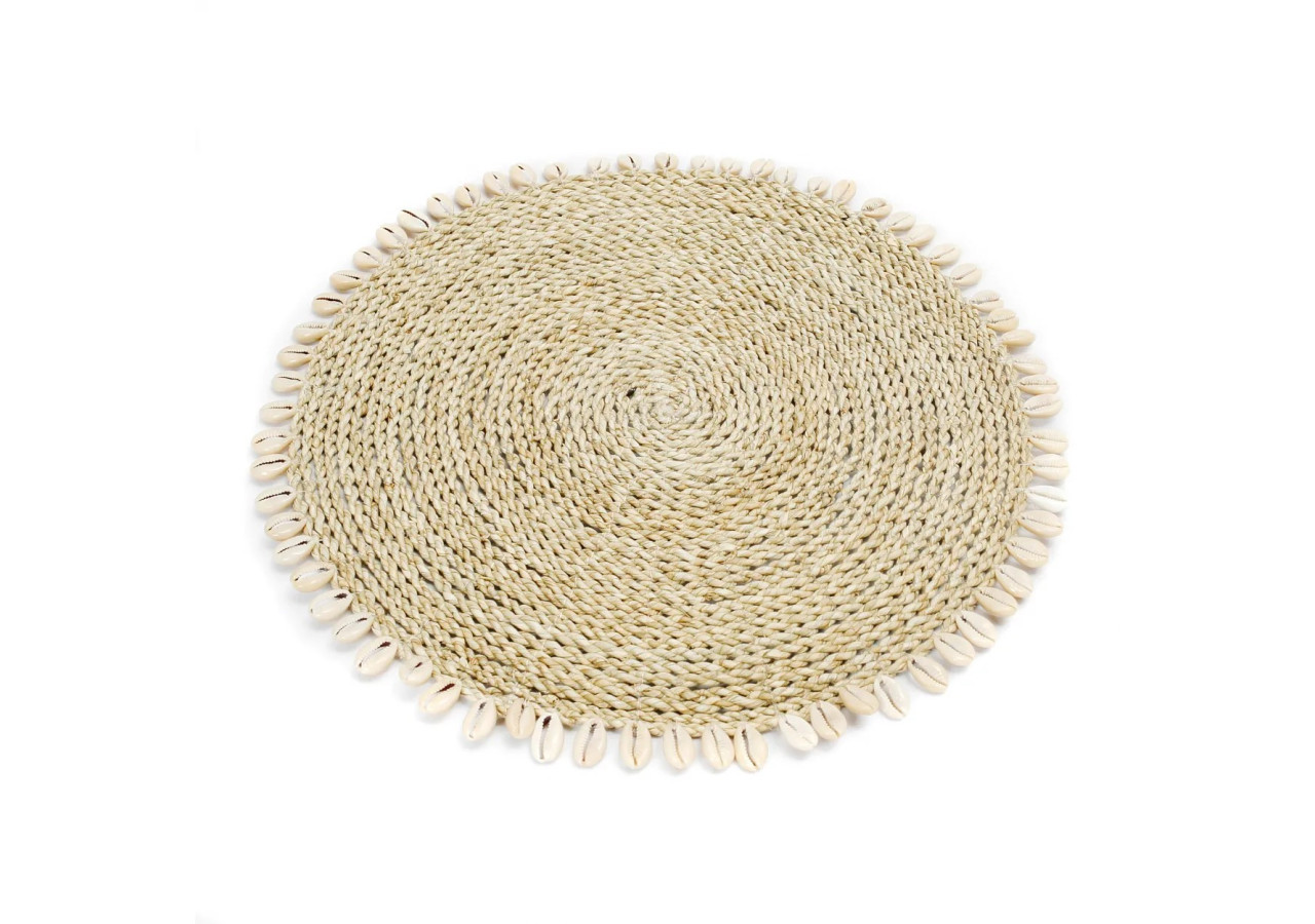 Napperon en Herbe de Mer - Naturel avec Coquillages - BAJN057N - Bazar Bizar