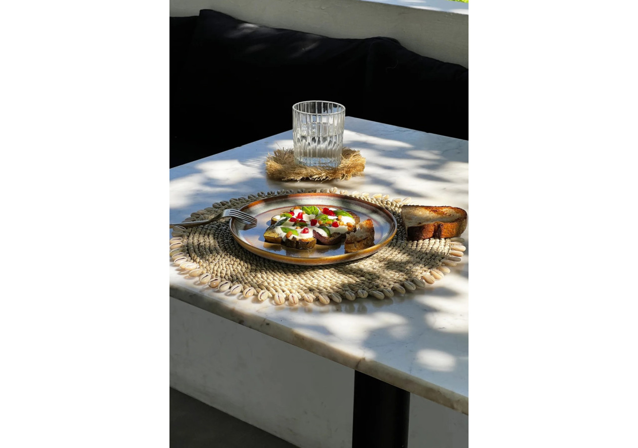 Napperon en Herbe de Mer - Naturel avec Coquillages - BAJN057N - Bazar Bizar