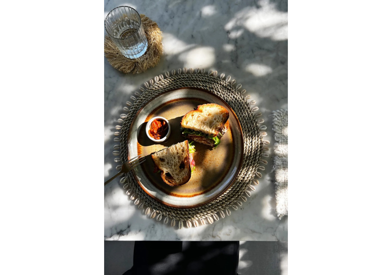 Napperon en Herbe de Mer - Naturel avec Coquillages - BAJN057N - Bazar Bizar