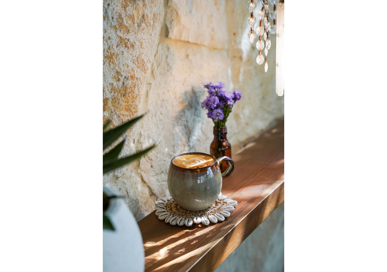 Sous-verre en Raffia - Naturel avec Coquillages - BAJN053N - Bazar Bizar