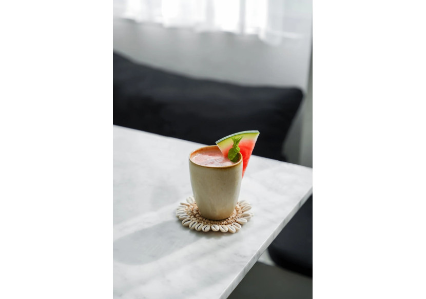 Sous-verre en Raffia - Naturel avec Coquillages - BAJN053N - Bazar Bizar