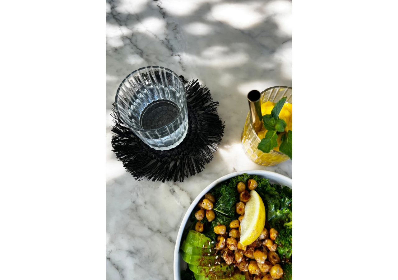 Sous-verre en Raphia - Noir - Élégance et légèreté - BAJN031B - Bazar Bizar