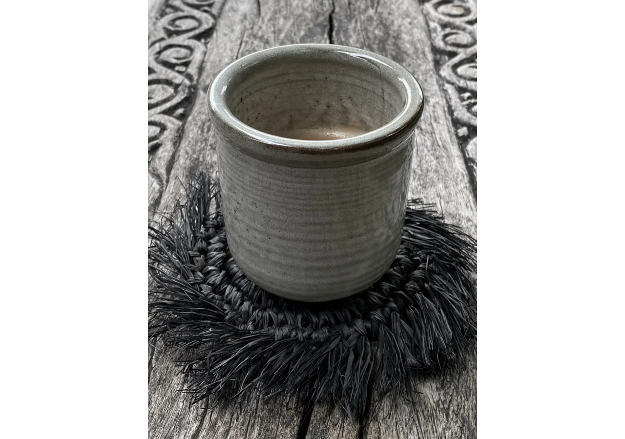 Sous-verre en Raphia - Noir - Élégance et légèreté - BAJN031B - Bazar Bizar