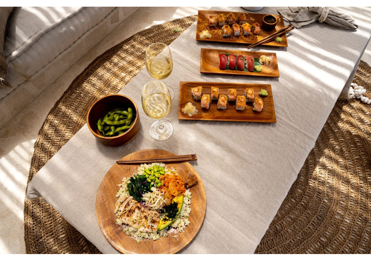 Assiette Sushi en Racine de Teck - S - Polyvalente et Élégante - BASU201-S - Bazar Bizar