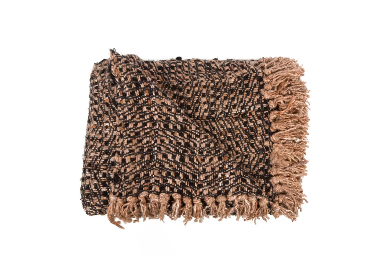 Plaid tissé à la main - Noir Cuivre - 40 - INIE002BCo - Bazar Bizar