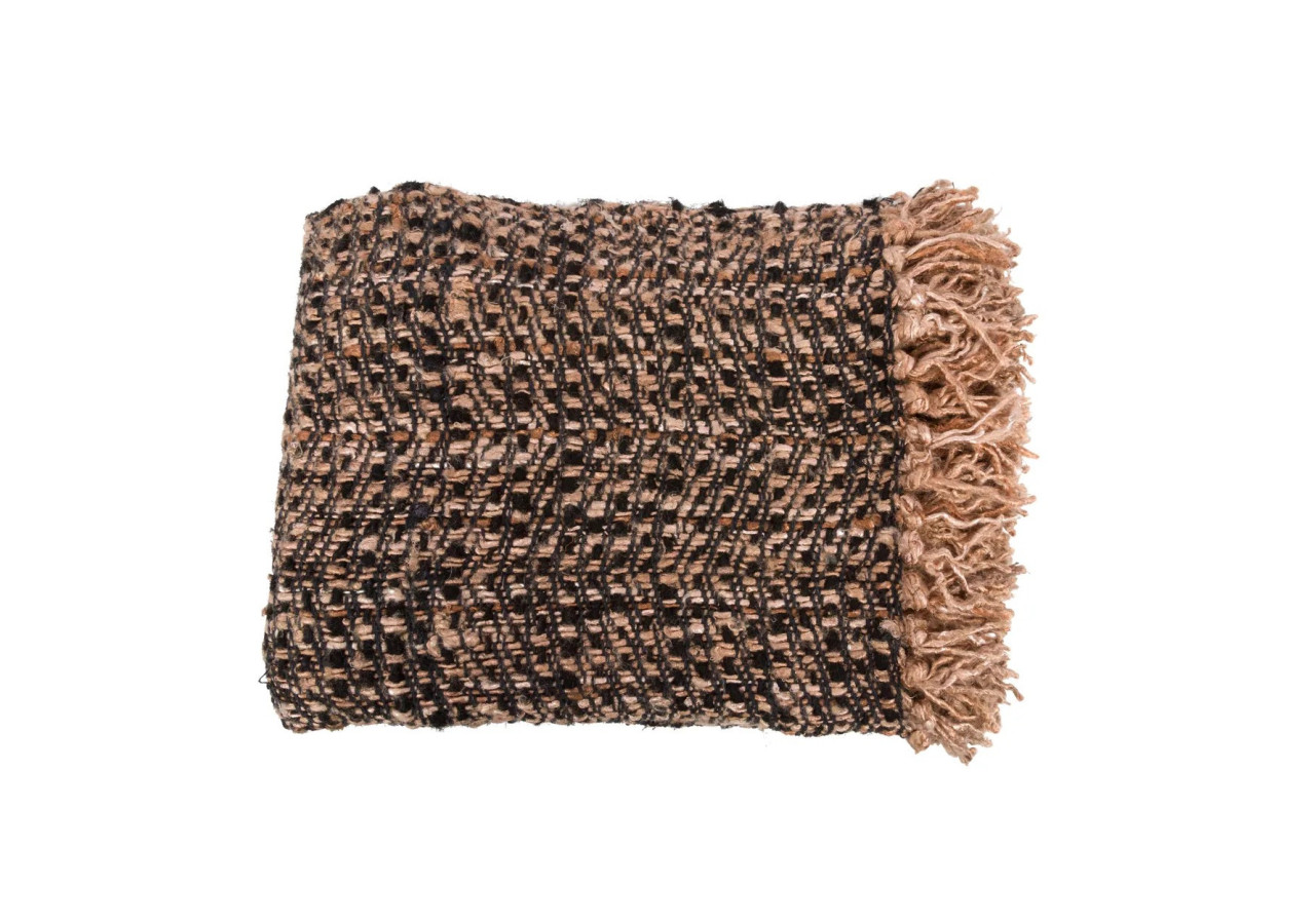 Plaid tissé à la main - Noir Cuivre - 40 - INIE002BCo - Bazar Bizar