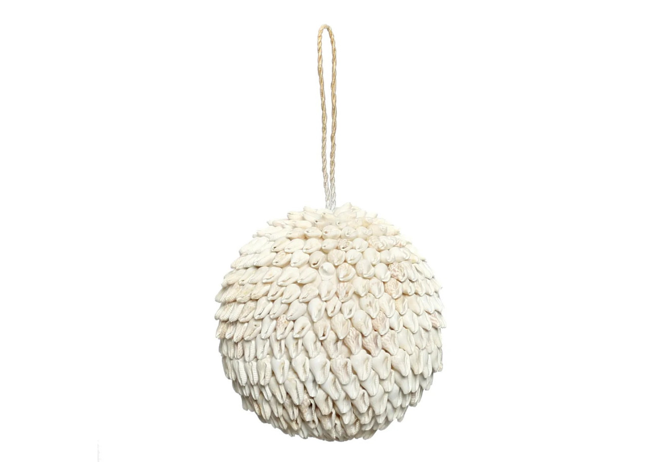 Boule en coquillage en forme de bulle - Blanche - Grande - BABL007W-L - Bazar Bizar