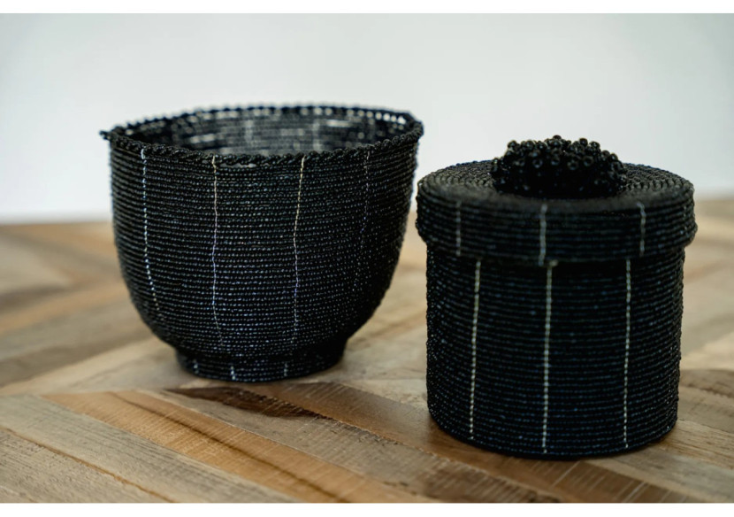 Panier en perles - Noir - Moyenne - BABE012B-M - Bazar Bizar