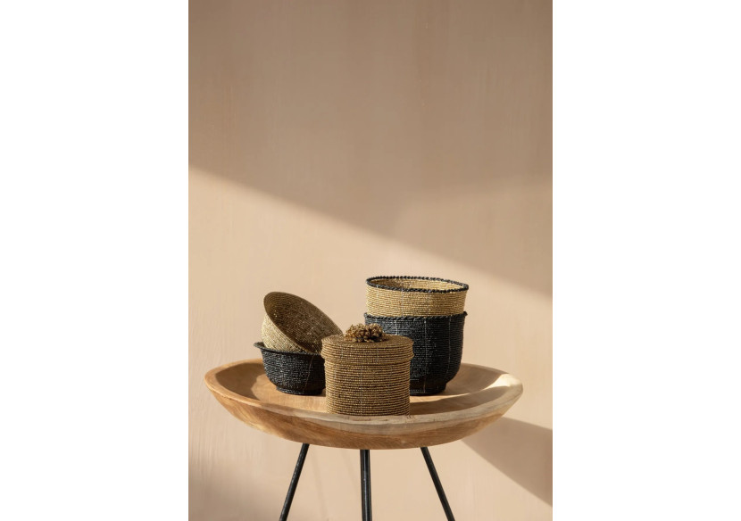 Panier en perles - Noir - Moyenne - BABE012B-M - Bazar Bizar