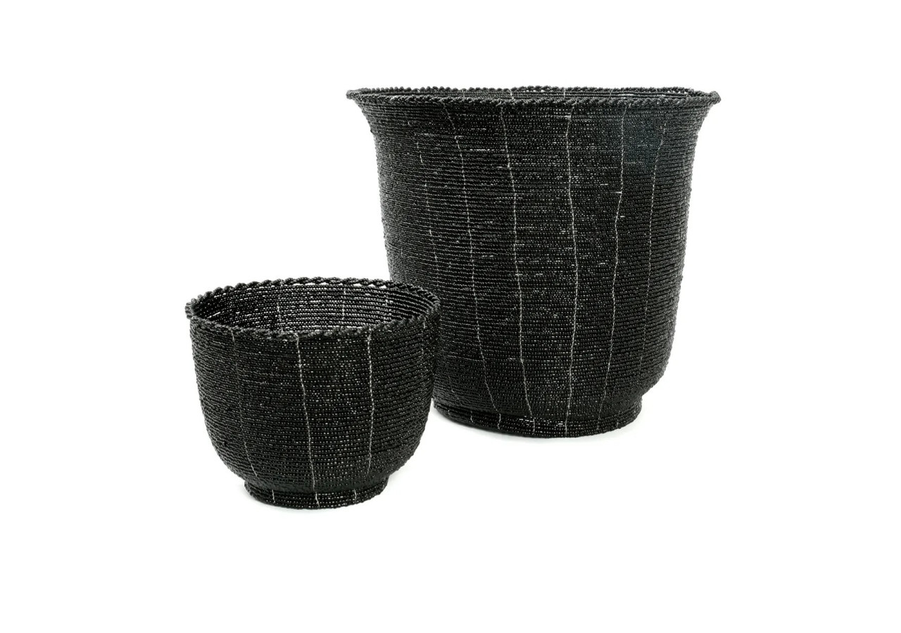 Panier en perles - Noir - Moyenne - BABE012B-M - Bazar Bizar