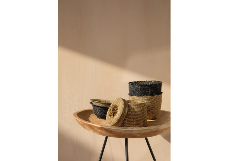 Panier en perles - Noir - Petite - BABE005B-S - Bazar Bizar 2