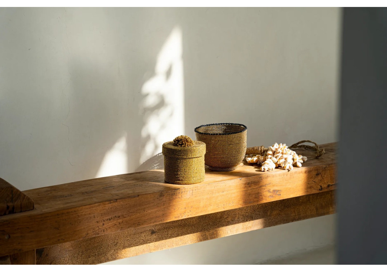 Panier en perles - Or - Moyenne - BABE012G-M - Bazar Bizar