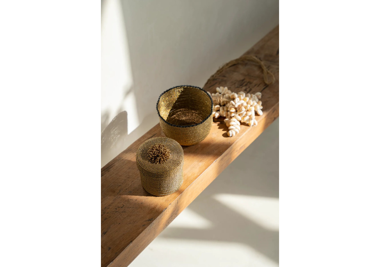 Panier en perles - Or - Moyenne - BABE012G-M - Bazar Bizar