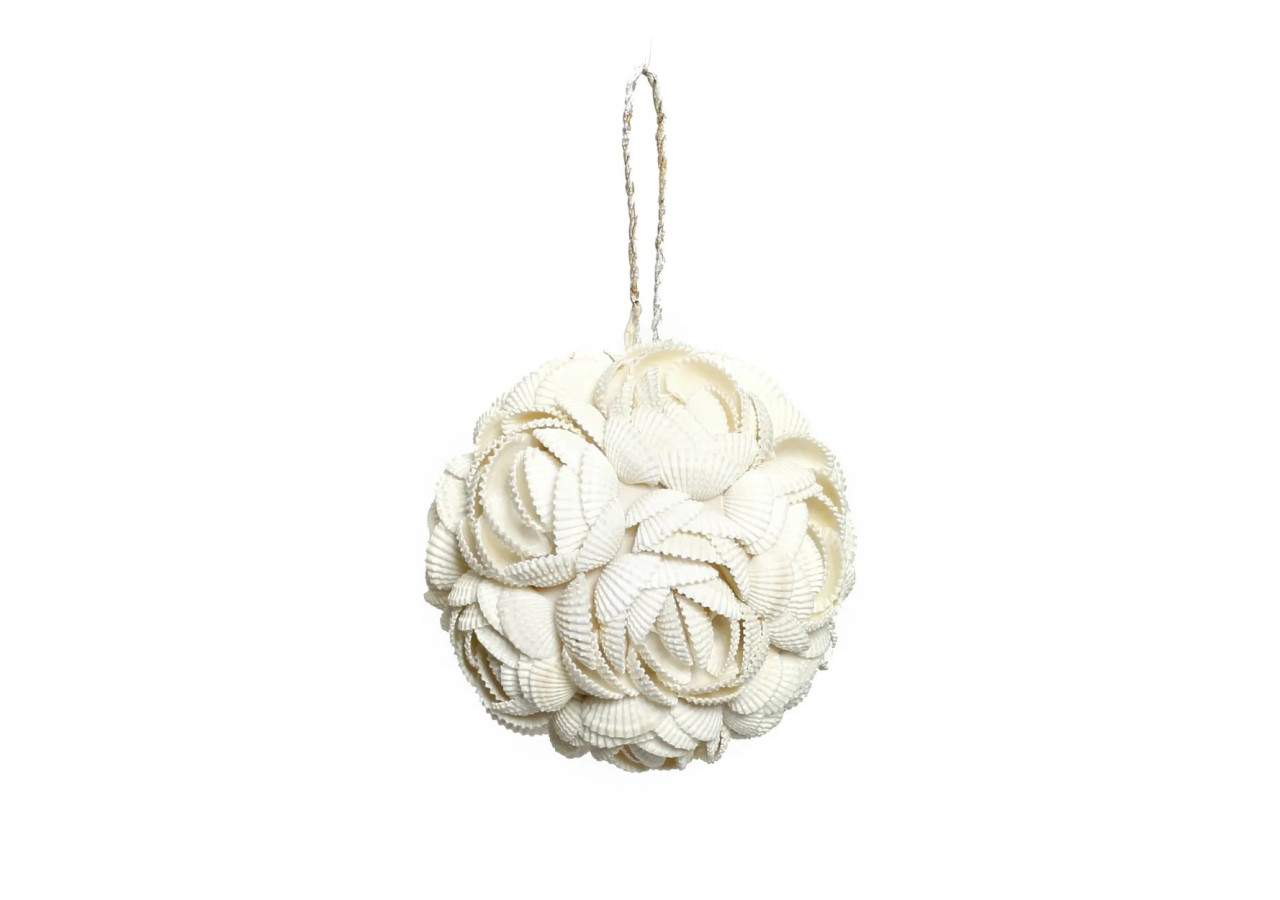 Boules en coquillage rose - Blanc - Taille M - BABL006W-M - Bazar Bizar