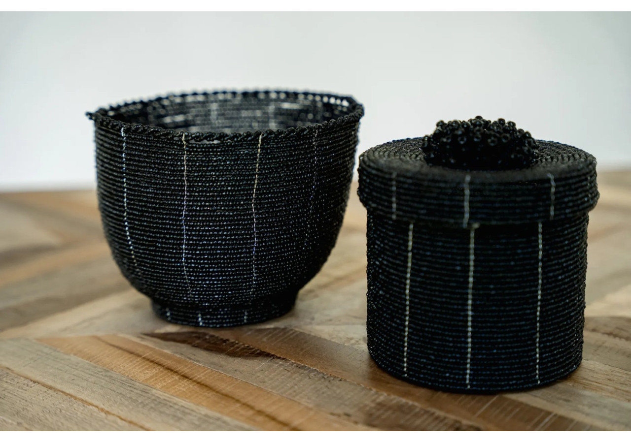 Panier en perles - Noir - Élégance artisanale - BABE004B-S - Bazar Bizar