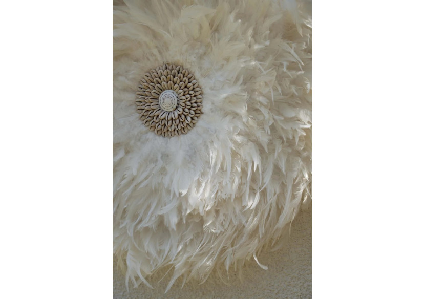 Juju Côtier - Décoration murale en plumes avec coquillages - BALE015W-L-60 - Bazar Bizar