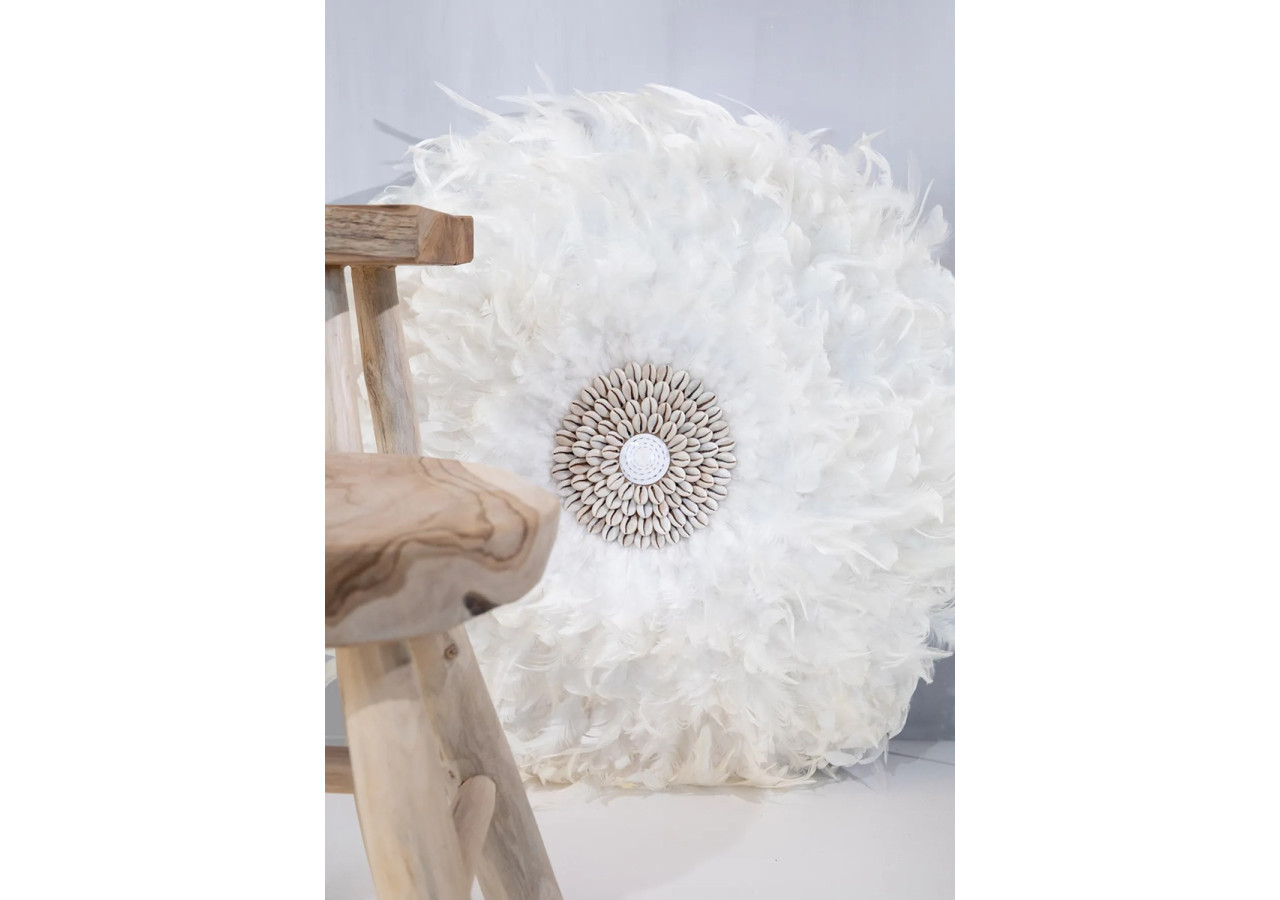 Juju Côtier - Décoration murale en plumes avec coquillages - BALE015W-L-60 - Bazar Bizar