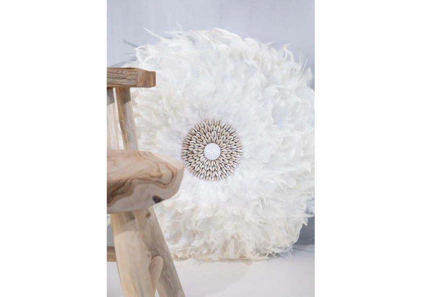 Juju Côtier - Décoration murale en plumes avec coquillages - BALE015W-L-60 - Bazar Bizar
